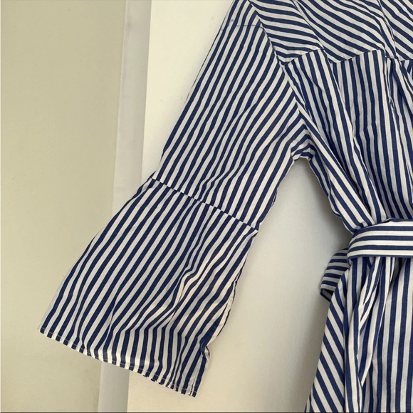 🍍5for25 GAP Blue and White PinStriped Shirt Dress 3/4 Sleeves Size M - Picture 4 of 5